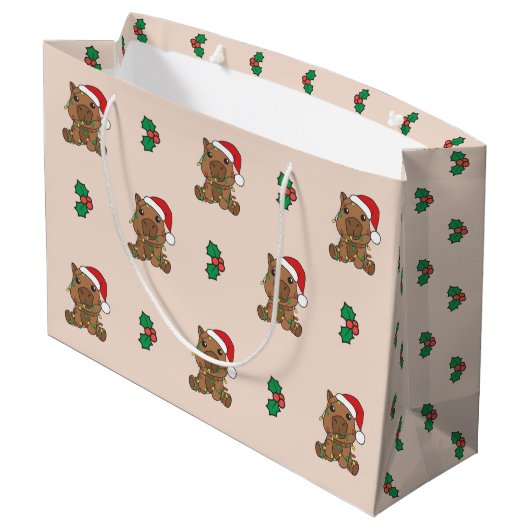 Capybara Kerstmis Winter Dieren Vakantie Groot Cadeauzakje (Achterkant Gekanteld)