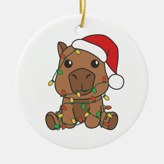 Capybara Kerstmis Winter Dieren Vakantie Keramisch Ornament (Voorkant)