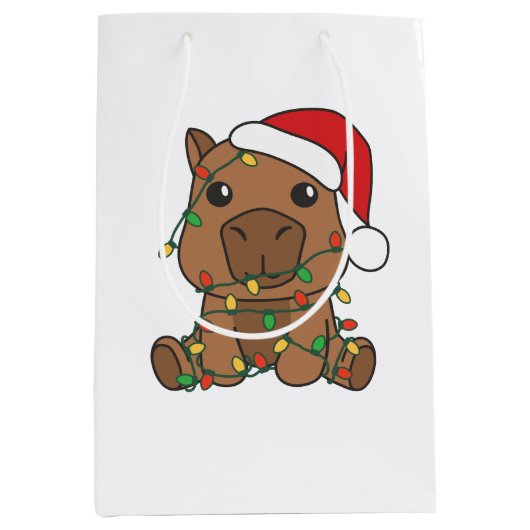 Capybara Kerstmis Winter Dieren Vakantie Medium Cadeauzakje (Voorkant)