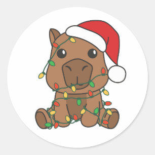 Capybara Kerstmis Winter Dieren Vakantie Ronde Sticker