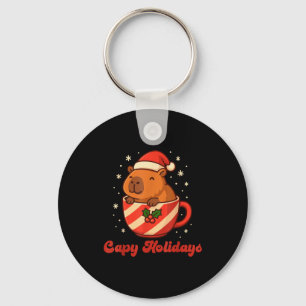 Capybara Kerstshirt, Grappige Capy Feestdagen Sleutelhanger