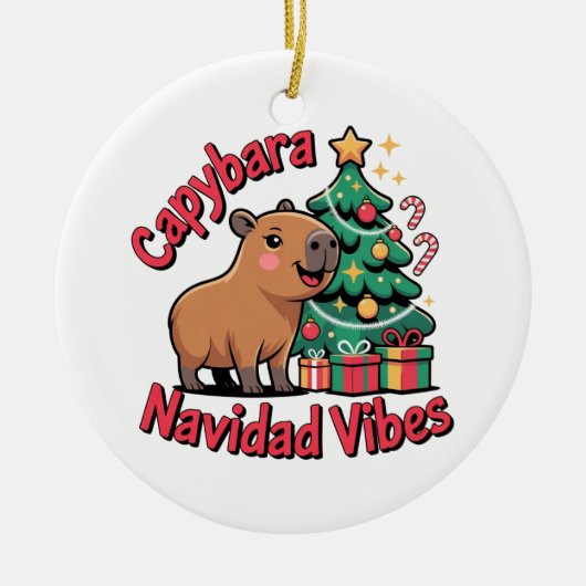 Capybara Kerststemming Kersthumor Keramisch Ornament (Voorkant)
