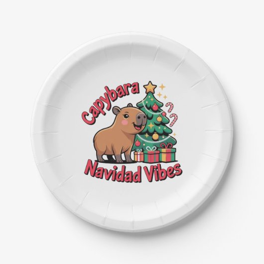Capybara Kerststemming Kersthumor Papieren Bordje (Voorkant)