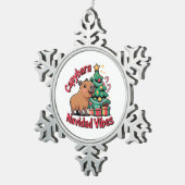 Capybara Kerststemming Kersthumor Tin Sneeuwvlok Ornament (Rechts)