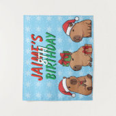 Capybara Kerstvakantie Verjaardag Wandkleed (Voorkant)
