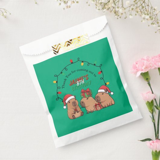 Capybara Kerstverlichting Verjaardagsfeestje Bedankzakje (Gezegeld)