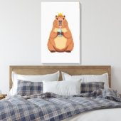 Capybara King Canvas, Cute Dieren Muurkunst voor K Canvas Afdruk (Insitu (Slaapkamer))