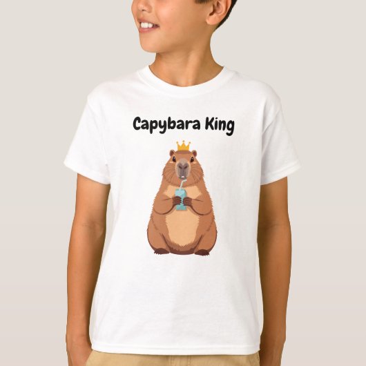Capybara King Kids T-Shirt – Grappige Kroon Dieren (Voorkant)