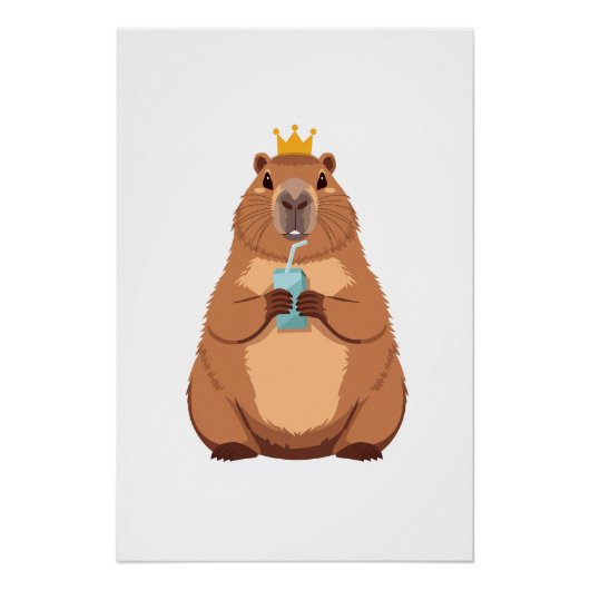 Capybara King Poster, Cute Animal Wall Art for Kid Perfect Poster (Voorkant)