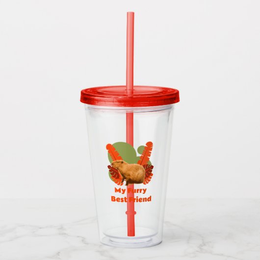 Capybara Knuffel Beste Vriend Tropisch Dier Acryl Drinkbeker (Voorkant)