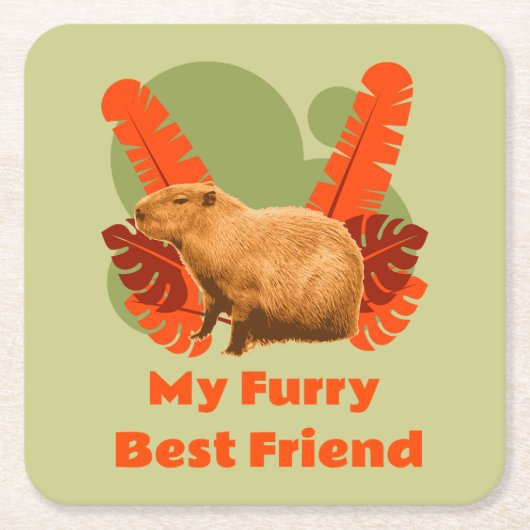 Capybara Knuffel Beste Vriend Tropisch Dier Kartonnen Onderzetters (Voorkant)
