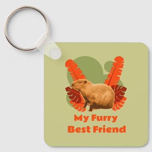 Capybara Knuffel Beste Vriend Tropisch Dier Sleutelhanger (Voorkant)