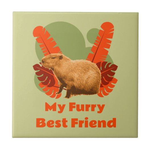 Capybara Knuffel Beste Vriend Tropisch Dier Tegeltje (Voorkant)