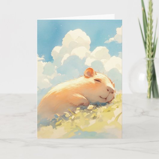 Capybara Knuffels in het Gras Kaart (Voorkant)