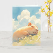 Capybara Knuffels in het Gras Kaart (Gele Bloem)