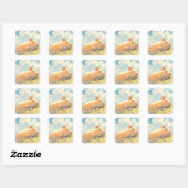 Capybara Knuffels in het Gras Vierkante Sticker (Vel)