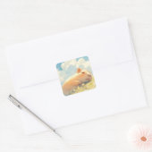 Capybara Knuffels in het Gras Vierkante Sticker (Envelop)