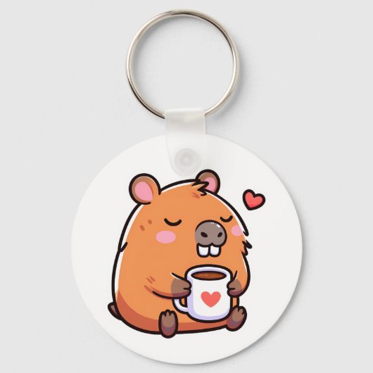 Capybara koffie liefde sleutelhanger (Voorkant)