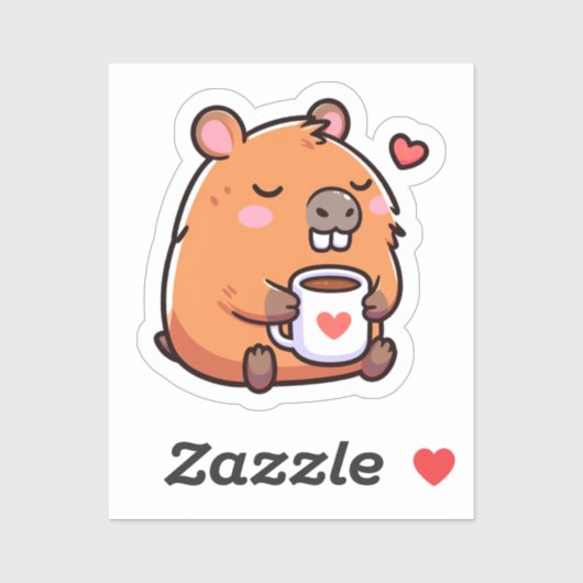 Capybara koffie liefde sticker (Vel)