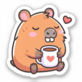 Capybara koffie liefde sticker (Voorkant)