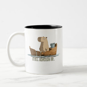 Capybara Komt Nog Steeds Opdagen Tweekleurige Koffiemok