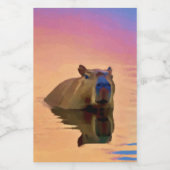 Capybara komt uit een rustige Schattigee kunst van Voedselcontainer Etiket (Enkel label)