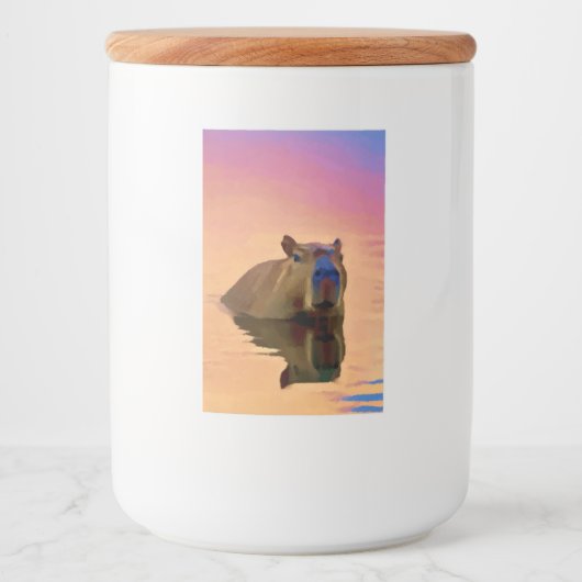 Capybara komt uit een rustige Schattigee kunst van Voedselcontainer Etiket (Voorkant)
