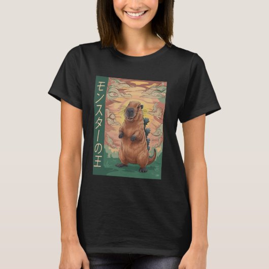 Capybara koning van het monster Capyzilla grappig T-shirt (Voorkant)