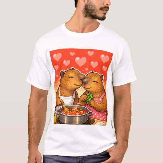 Capybara Kookt met Liefde T-shirt (Voorkant)