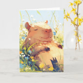 Capybara Lazy Days Kaart (Gele Bloem)