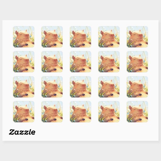 Capybara Lazy Days Vierkante Sticker (Vel)