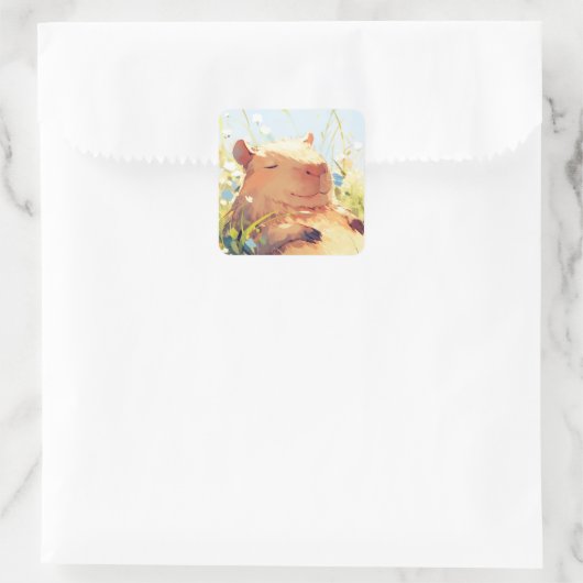Capybara Lazy Days Vierkante Sticker (Tas)