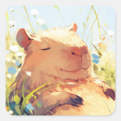 Capybara Lazy Days Vierkante Sticker (Voorkant)