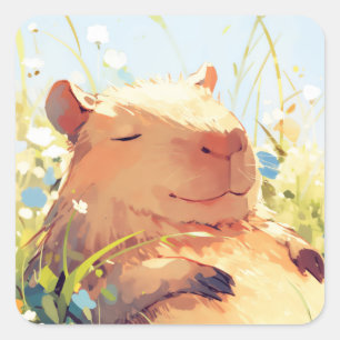 Capybara Lazy Days Vierkante Sticker