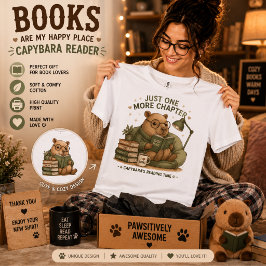 Capybara Leest Boek T-Shirt – Nog Één Hoofdstuk