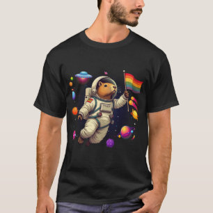 Capybara LGBTQ in de ruimte: Leuke UFO-avontuur T-shirt