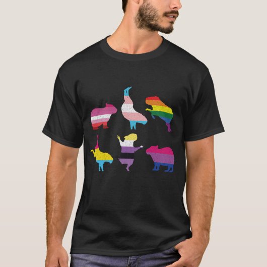 Capybara LGBTQ Rainbow Water Pig Transgender Pride T-shirt (Voorkant)