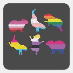 Capybara LGBTQ Regenboog Water Varken Transgender  Vierkante Sticker