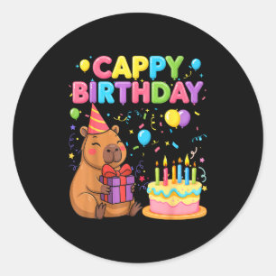 Capybara-liefhebbers cappy verjaardag meisje jonge ronde sticker