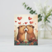 Capybara Love - Een romantisch weidemoment Briefkaart (Staand voorkant)