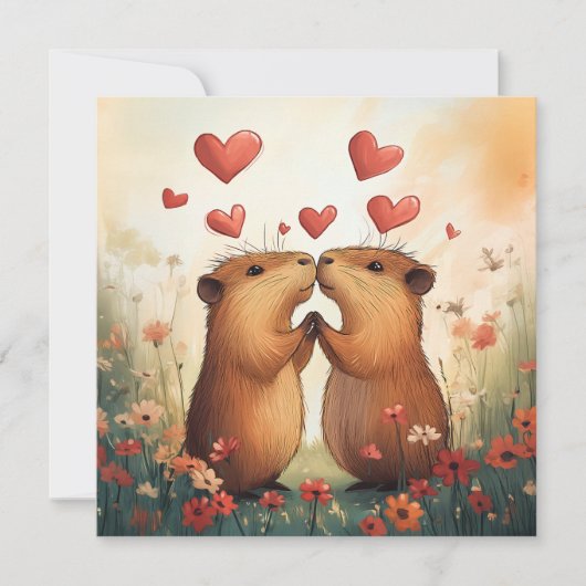 Capybara Love - Een romantisch weidemoment Kaart (Voorkant)