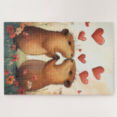 Capybara Love - Een romantisch weidemoment Legpuzzel (Horizontaal)