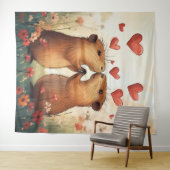 Capybara Love - Een romantisch weidemoment Wandkleed (In Situ (horizontaal))