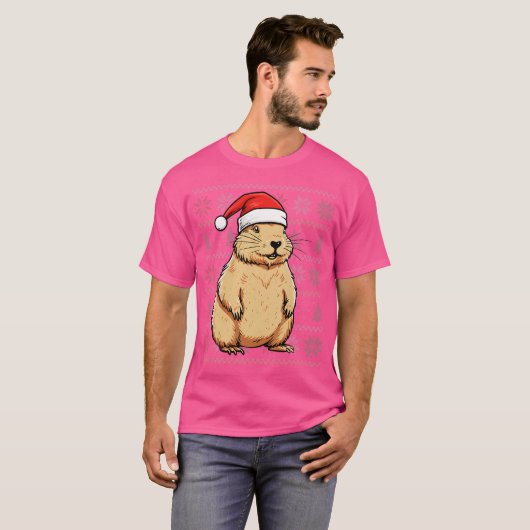 Capybara Lover draagt kerstmuts Xmas Capybara Chr T-shirt (Voorkant volledig)