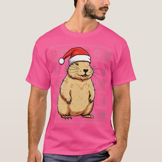Capybara Lover draagt kerstmuts Xmas Capybara Chr T-shirt (Voorkant)