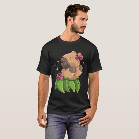 Capybara Luau Dancing Hawaii Vakantie Kleding Meis T-shirt (Voorkant volledig)