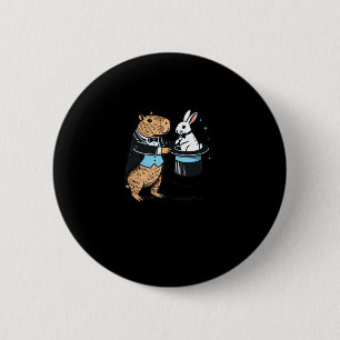 Capybara Magician Pet truc met konijn Sticker Ronde Button 5,7 Cm