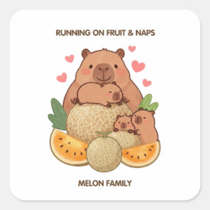 Capybara Meloen Familie – Fruit & Slaap Sticker