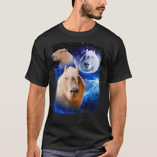 Capybara Meme moon Funny Capybaras Vintage T-shirt (Voorkant)