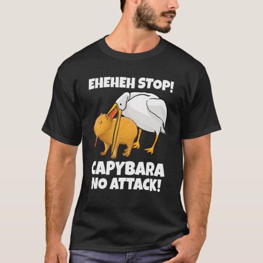 Capybara Meme Pelican eats Eheheh Stop T-shirt (Voorkant)